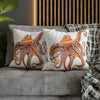 Octopus Orange Red Dance Bubbles Art Spun Polyester Square Pillow Case Home Decor