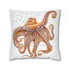 Octopus Orange Red Dance Bubbles Art Spun Polyester Square Pillow Case Home Decor