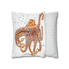 Octopus Orange Red Dance Bubbles Art Spun Polyester Square Pillow Case Home Decor