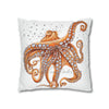 Octopus Orange Red Dance Bubbles Art Spun Polyester Square Pillow Case Home Decor