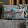 Octopus Pink On Blue Teal Dance Art Spun Polyester Square Pillow Case Home Decor