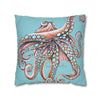 Octopus Pink On Blue Teal Dance Art Spun Polyester Square Pillow Case Home Decor