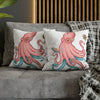 Octopus Pink Teal Planets Art Ii Spun Polyester Square Pillow Case Home Decor