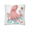 Octopus Pink Teal Planets Art Ii Spun Polyester Square Pillow Case Home Decor