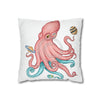 Octopus Pink Teal Planets Art Ii Spun Polyester Square Pillow Case Home Decor