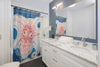 Octopus Red Blue Map Ink Shower Curtain Home Decor