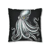 Octopus Stipplink Black White Green Ink Art Spun Polyester Square Pillow Case Home Decor