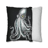 Octopus Stipplink Black White Green Ink Art Spun Polyester Square Pillow Case Home Decor