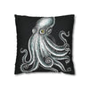 Octopus Stipplink Black White Green Ink Art Spun Polyester Square Pillow Case Home Decor