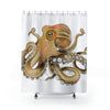 Octopus Tentacles Burnt Orange White Art Shower Curtain 71 × 74 Home Decor