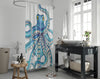 Octopus Tentacles Kraken! Blue Teal On White Shower Curtain Home Decor