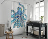 Octopus Tentacles Kraken! Blue Teal On White Shower Curtain Home Decor