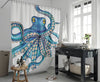 Octopus Tentacles Kraken! Blue Teal On White Shower Curtain Home Decor