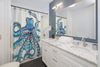 Octopus Tentacles Kraken! Blue Teal On White Shower Curtain Home Decor