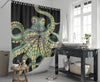 Octopus Tentacles Kraken! Green On Black Shower Curtain Home Decor