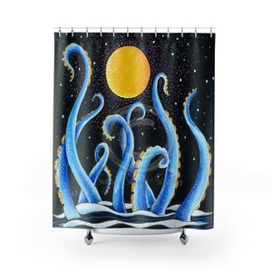 Octopus Tentacles Starry Night Moon Shower Curtains 71 X 74 Home Decor