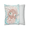 Orange Octopus Kraken Tentacles Ink White Art Spun Polyester Square Pillow Case Home Decor