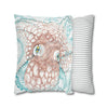 Orange Octopus Kraken Tentacles Ink White Art Spun Polyester Square Pillow Case Home Decor