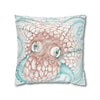 Orange Octopus Kraken Tentacles Ink White Art Spun Polyester Square Pillow Case Home Decor