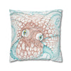 Orange Octopus Kraken Tentacles Ink White Art Spun Polyester Square Pillow Case Home Decor