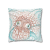 Orange Octopus Kraken Tentacles Ink White Art Spun Polyester Square Pillow Case Home Decor