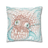 Orange Octopus Kraken Tentacles Ink White Art Spun Polyester Square Pillow Case Home Decor