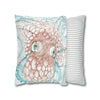 Orange Octopus Kraken Tentacles Ink White Art Spun Polyester Square Pillow Case Home Decor