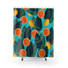 Oranges And Lemons Blue Shower Curtain 71X74 Home Decor