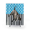 Orca Whale Blue Polka Dot Shower Curtain 71X74 Home Decor