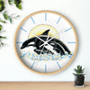 Orca Whale Mom And Baby Ink Art Wall Clock Home Decor