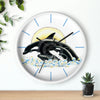 Orca Whale Mom And Baby Ink Art Wall Clock Home Decor