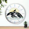 Orca Whale Mom And Baby Ink Art Wall Clock Home Decor