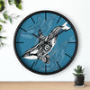 Orca Whale Tribal Tattoo Indigo Blue Ink Art Wall Clock Home Decor