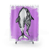 Orca Whales Tribal Ink Purple Violet Shower Curtain 71X74 Home Decor