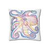 Rainbow Octopus Kraken Tentacles Ink White Art Spun Polyester Square Pillow Case Home Decor