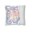 Rainbow Octopus Kraken Tentacles Ink White Art Spun Polyester Square Pillow Case Home Decor