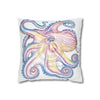 Rainbow Octopus Kraken Tentacles Ink White Art Spun Polyester Square Pillow Case Home Decor