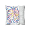 Rainbow Octopus Kraken Tentacles Ink White Art Spun Polyester Square Pillow Case Home Decor