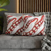 Red Octopus Kraken Tentacles Ink White Art Spun Polyester Square Pillow Case Home Decor