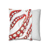 Red Octopus Kraken Tentacles Ink White Art Spun Polyester Square Pillow Case Home Decor