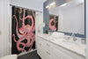 Red Octopus Tentacles Dance Black Shower Curtain Home Decor