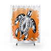 Sea Turtle Tribal Doodle Orange Pattern Shower Curtain 71X74 Home Decor