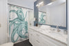 Teal Green Octopus Dance Ink Art Shower Curtain Home Decor