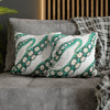 Teal Green Octopus Kraken Tentacles Ink White Art Spun Polyester Square Pillow Case Home Decor