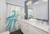 Teal Green Tentacles On White Shower Curtain Home Decor