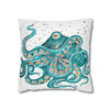 Teal Octopus Bubbles Art Spun Polyester Square Pillow Case Home Decor