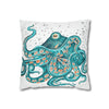 Teal Octopus Bubbles Art Spun Polyester Square Pillow Case Home Decor