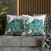 Teal Octopus Bubbles Art Spun Polyester Square Pillow Case Home Decor