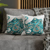 Teal Octopus Bubbles Art Spun Polyester Square Pillow Case Home Decor