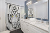 White Bengal Tiger Yellow Ink Art Shower Curtain Home Decor